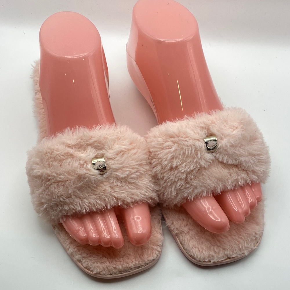 Kate Spade Pink Furry Slippers
